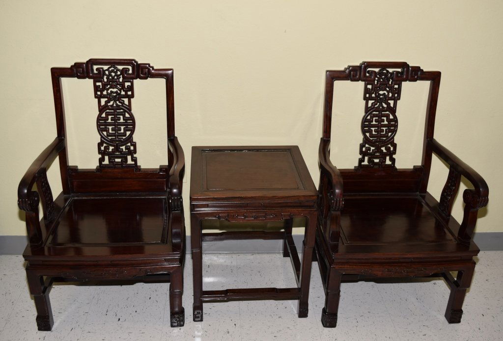 Set of Chinese Rosewood Chairs and Table (1 of 4)