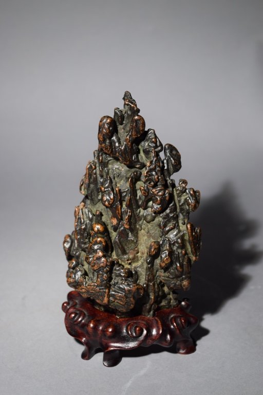 Qing Chinese Bronze Mountain on Stand (1 of 4)