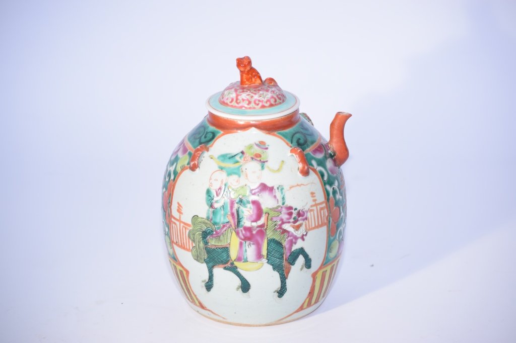 Chinese WuCai Bulbous Teapot (1 of 4)