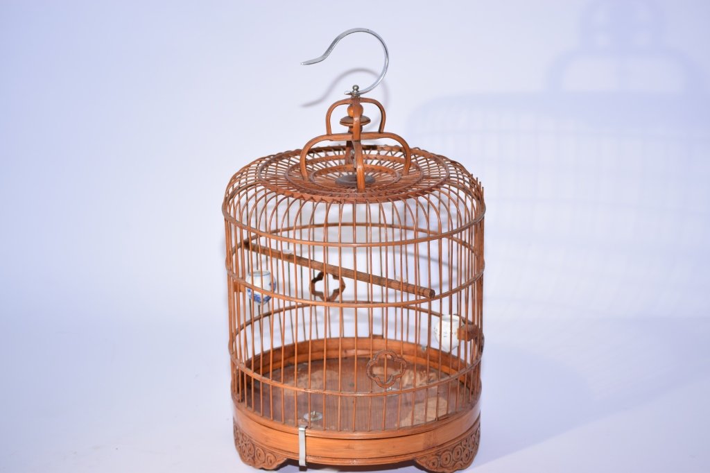 Chinese Bamboo Carved Bird Cage (1 of 4)