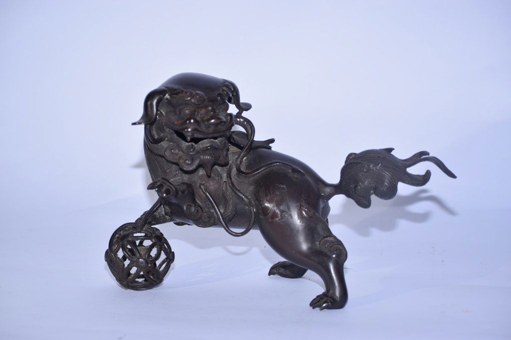 19th C. Chinese Bronze Lion Incense Burner (1 of 8)