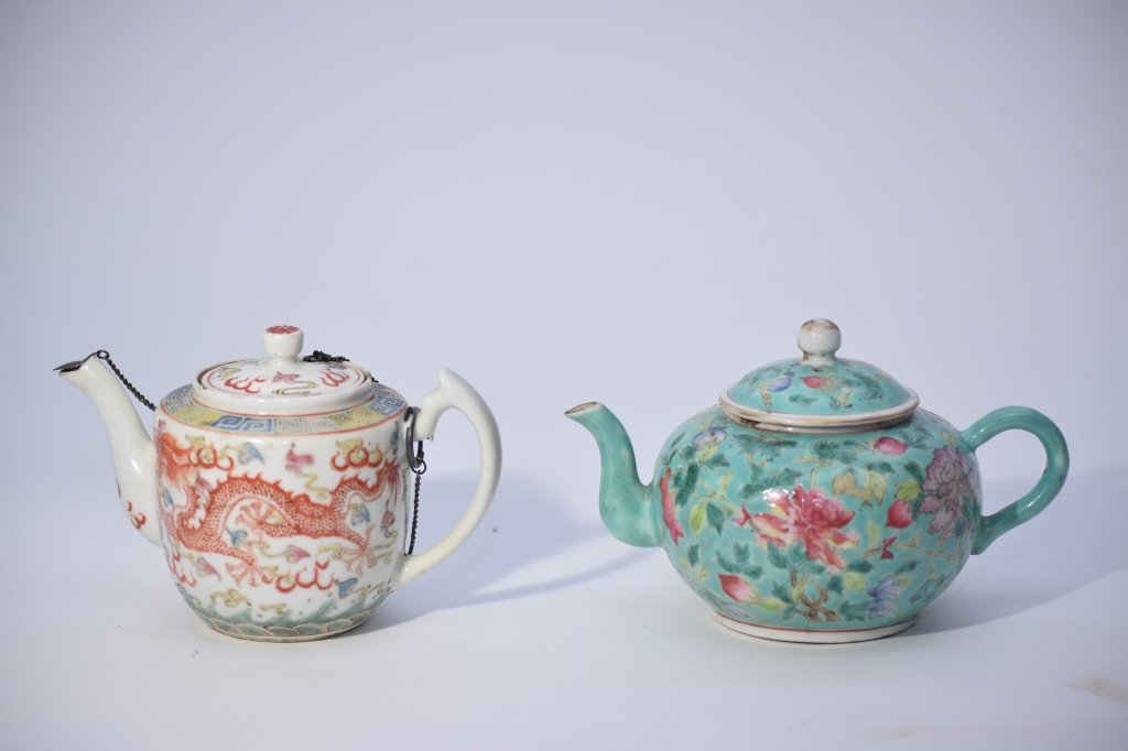 Two Guangxu Chinese Famille Rose Teapots (1 of 7)