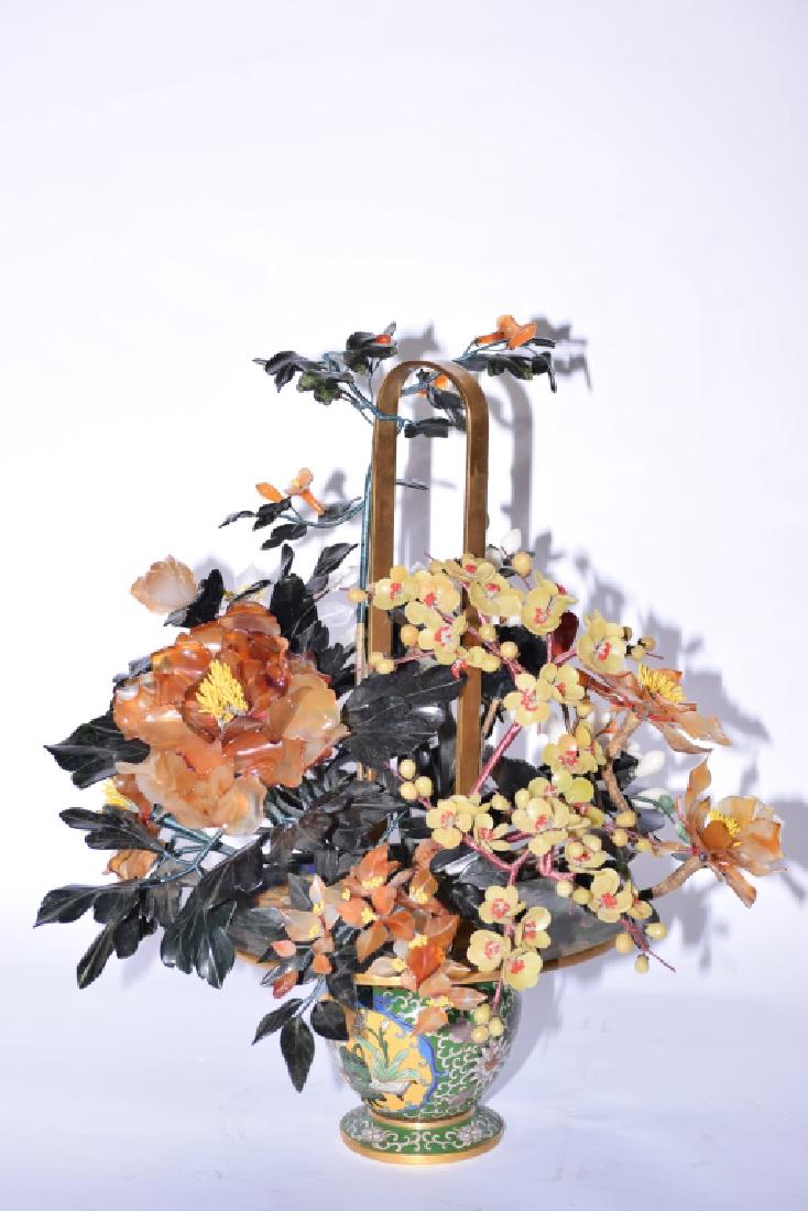 Chinese Jade Tree in Cloisonne Basket (1 of 6)