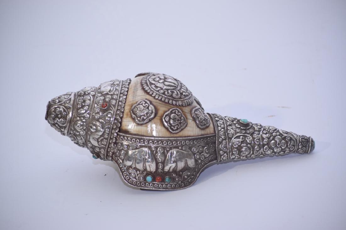 Chinese Tibetan Silver Covered Shell (1 of 6)