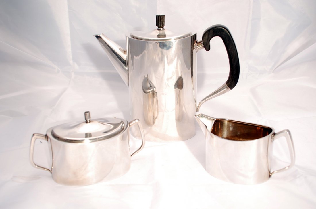 Three Pieces Danish Sterling Silver Art Deco Tea (1 of 5)