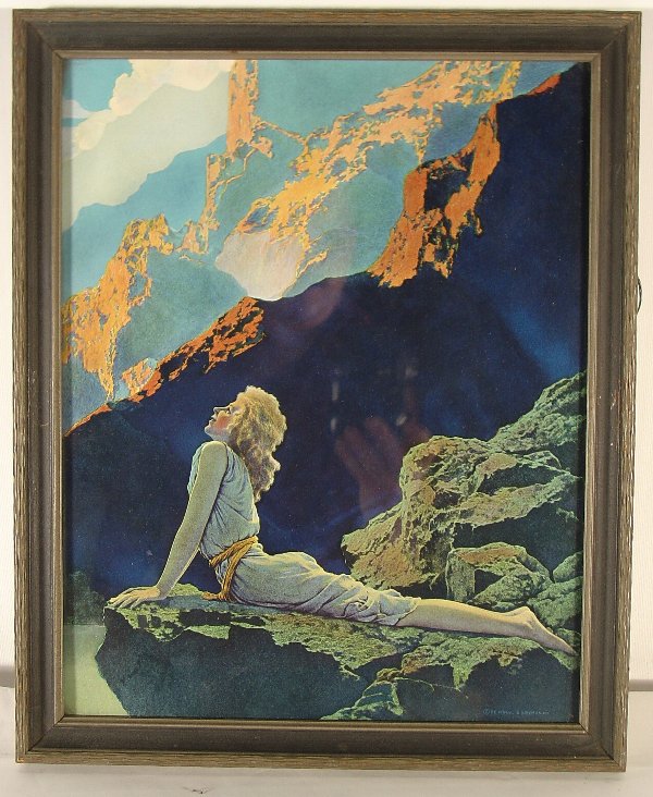 MAXFIELD PARRISH, lithograph: MAXFIELD PARRISH, lithograph, "Wild Geese", 12" x 15" h., (orig. frame). CONDITION: No damage found.