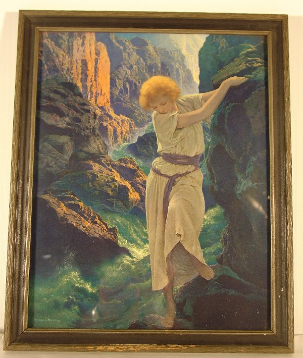 MAXFIELD PARRISH, lithograph: MAXFIELD PARRISH, lithograph, "Canyon", 12" x 15" h., (orig. frame). CONDITION: No damage found.