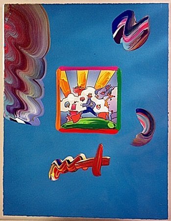 Mixed Media "Cosmic Runner" after Peter Max: Mixed Media, Bearing an Interpretive Signature of the Artist, Size Approx. 10" x 7" In.