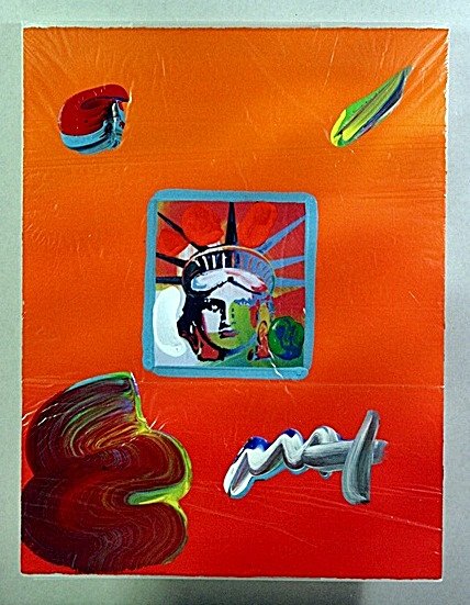 Mixed Media "Beauty" after Peter Max: Mixed Media, Bearing an Interpretive Hand Signature of the Artist, Size Approx. 10" x 7" In.