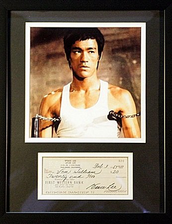 Giclee "Bruce Lee": Giclee with Image of Real Check; Size Approx. 16" x 12" In.