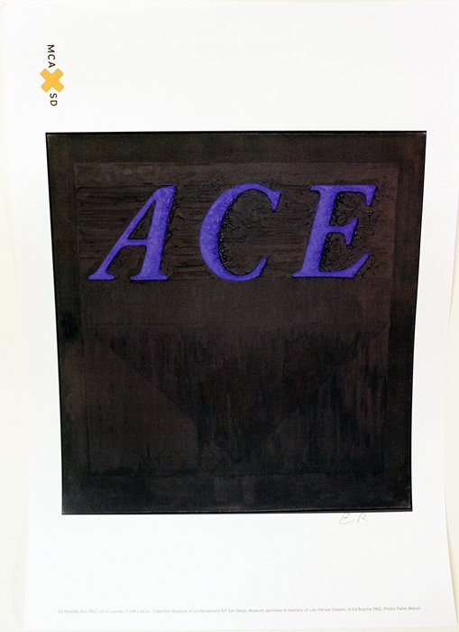 Lithograph "Ace" after Ed Ruscha: Lithograph, Collection Museum of Contemporary Art San Diego, Size Approx. 18" x 15" In.