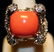 Beautiful Pink Coral & White Topaz SS Ring. (778L)