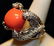 Beautiful Pink Coral & White Topaz SS Ring. (778L) - 2