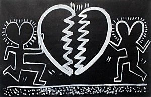 Oil on paper by Keith Haring: Oil on paper, approx. size 20 x 13 in.