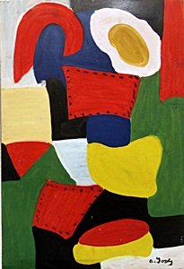 The Garden, 1915 - Oil on Paper - Arshile Gorky: Oil Painting on Paper, Hand Signed by the artist, Approximate Size 19 x 13 Inches