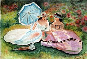 Two Woman Reading - Pastel on Paper - Claude Monet (1 of 3)