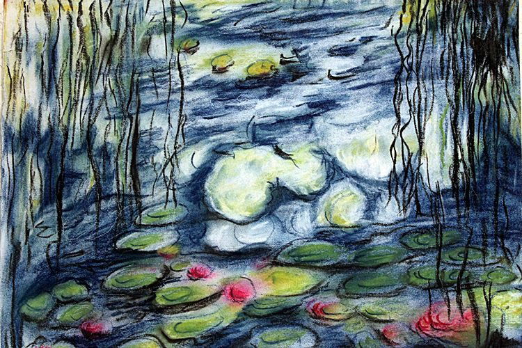 Waterlilies - Pastel Drawing on Paper - Claude Monet (1 of 2)