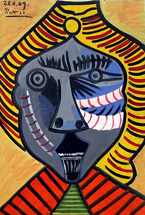 Bust of a Man 1969' - Oil on Paper - Pablo Picasso (1 of 3)