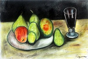 Still Life - Pastel Drawing on Paper - Paul Cezanne: Pastel Drawing on Paper, Hand Signed after P. Cezanne, Title: Still Life, Approximate Size: 13 x 19 In.