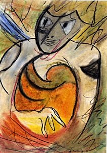 Woman IV-Pastel on paper by Willem De Kooning: Pastel drawing on paper, attributed to/in the manner of William De Kooning; approx. size 19x14 in.