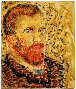 SelfPortrait - Vincent Van Gogh: Pastel Drawing on Paper in the manner of Vincent Van Gogh, Hand Signed, Size Approx. 9 x 11 Inches