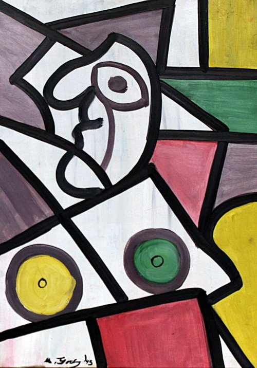 Woman Buste 1945' - Oil on Paper - Arshile Gorky: Oil Painting on Paper, Hand Signed, Size approx. 18 x 13 Inches