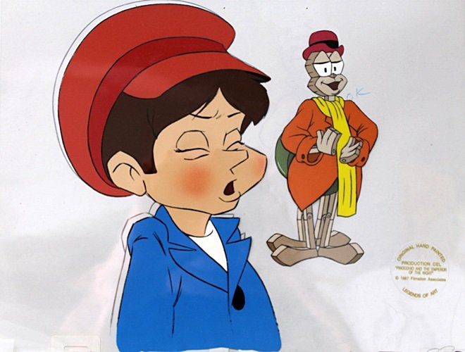 Hand Painted Production Cel: Mi" x ed Media, Hand Painted Production Cel from "Pinocchio and the Emperor of the Night", Approx. 11" " x 17" In.