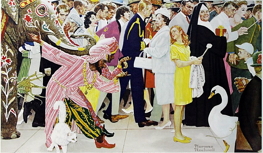 Lithograph "Saturday People" after Norman Rockwell: Lithograph, Bearing a Plate Signature of the Artist, Approx. 24" " x 30" In.