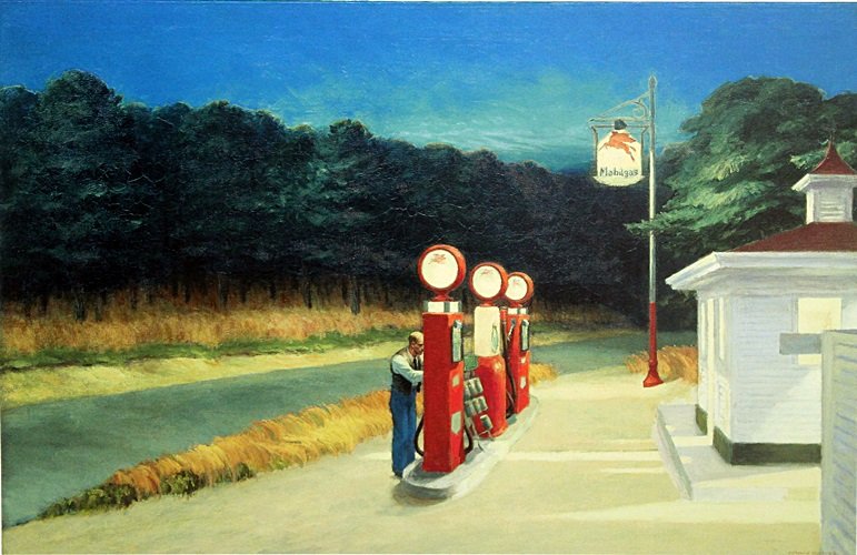 Print "Gas 1940" after Edward Hopper: Fine Art Print, Approx. 11" " x 14" In.