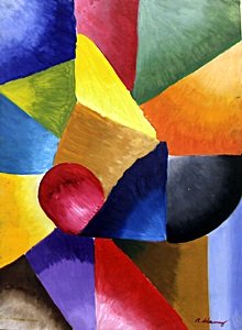 Composition III, 1913 - Oil on Paper - Robert Delaunay: Oil Painting on Paper, Hand Signed by the artist, Approximate Size 19 x 14 Inches