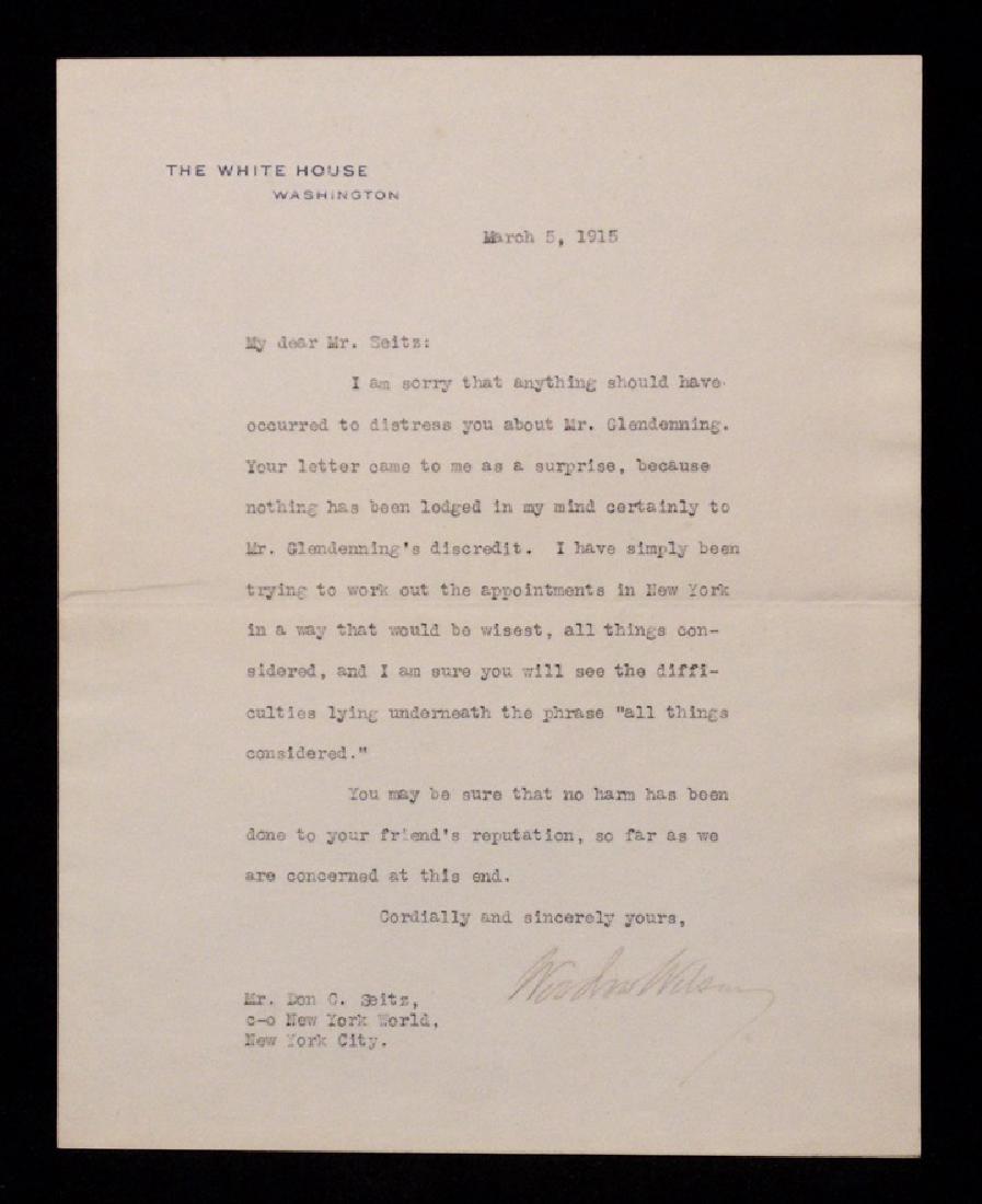 Wilson, Woodrow.  Typed Letter Signed (1 of 5)