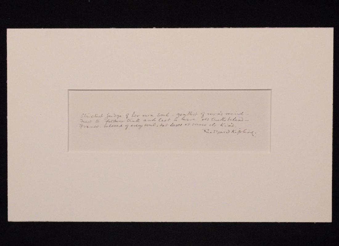 Kipling, Rudyard.  Autograph Poetry Signed (1 of 5)