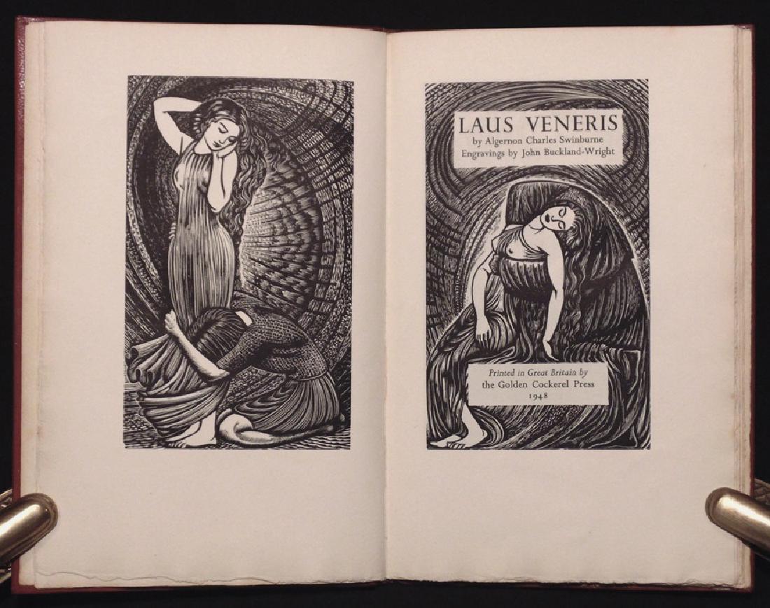 [Golden Cockerel Press] Laus Veneris: Swinburne, Algernon Charles; Engravings by John Buckland-Wright. LAUS VENERIS. London: Golden Cockerel Press, 1948. 8vo. In publisher's crimson morocco, with onlays to spine and front board in gilt. S