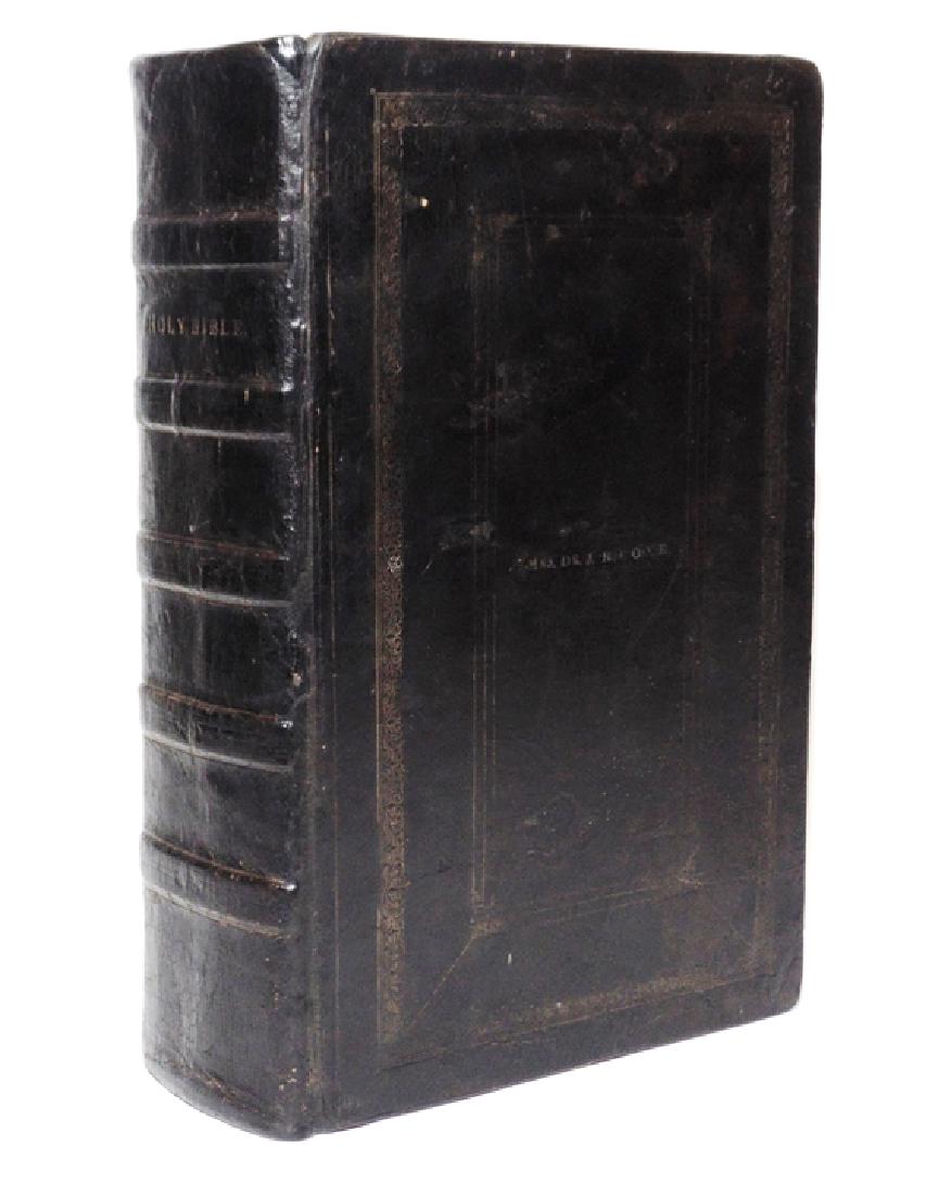 Bible. 1st Hot-Press Edition, Philadelphia, 1798: THE HOLY BIBLE, CONTAINING THE OLD AND NEW TESTAMENTS; TOGETHER WITH THE APOCRYPHA; TRANSLATED OUT OF THE ORIGINAL TONGUES…. Philadelphia: John Thompson & Abraham Small, 1798. Folio, 16.5" x 10". Bo