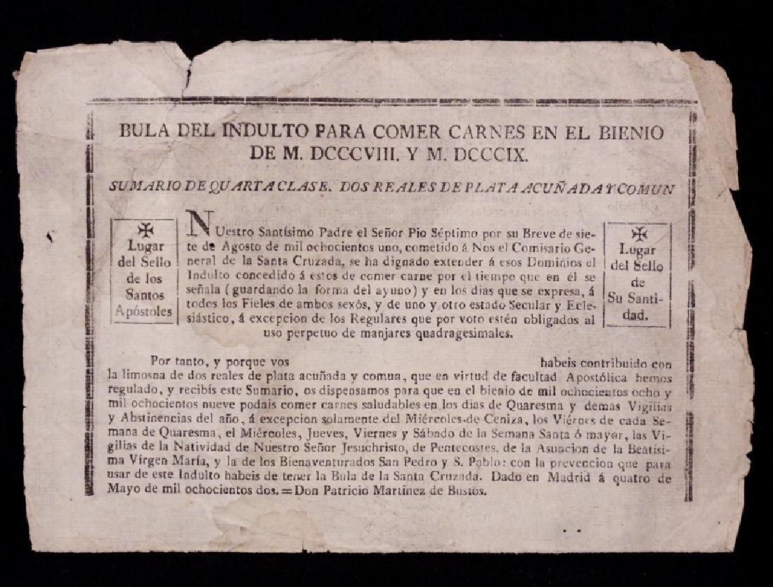 19th c. Indulgence certificate, Mexico (1 of 2)