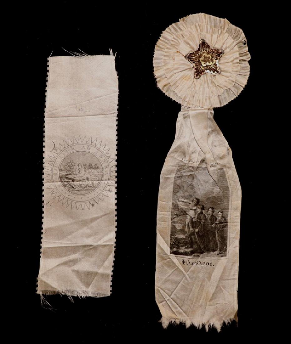 Pair Of Silk Ribbons From Literary Society