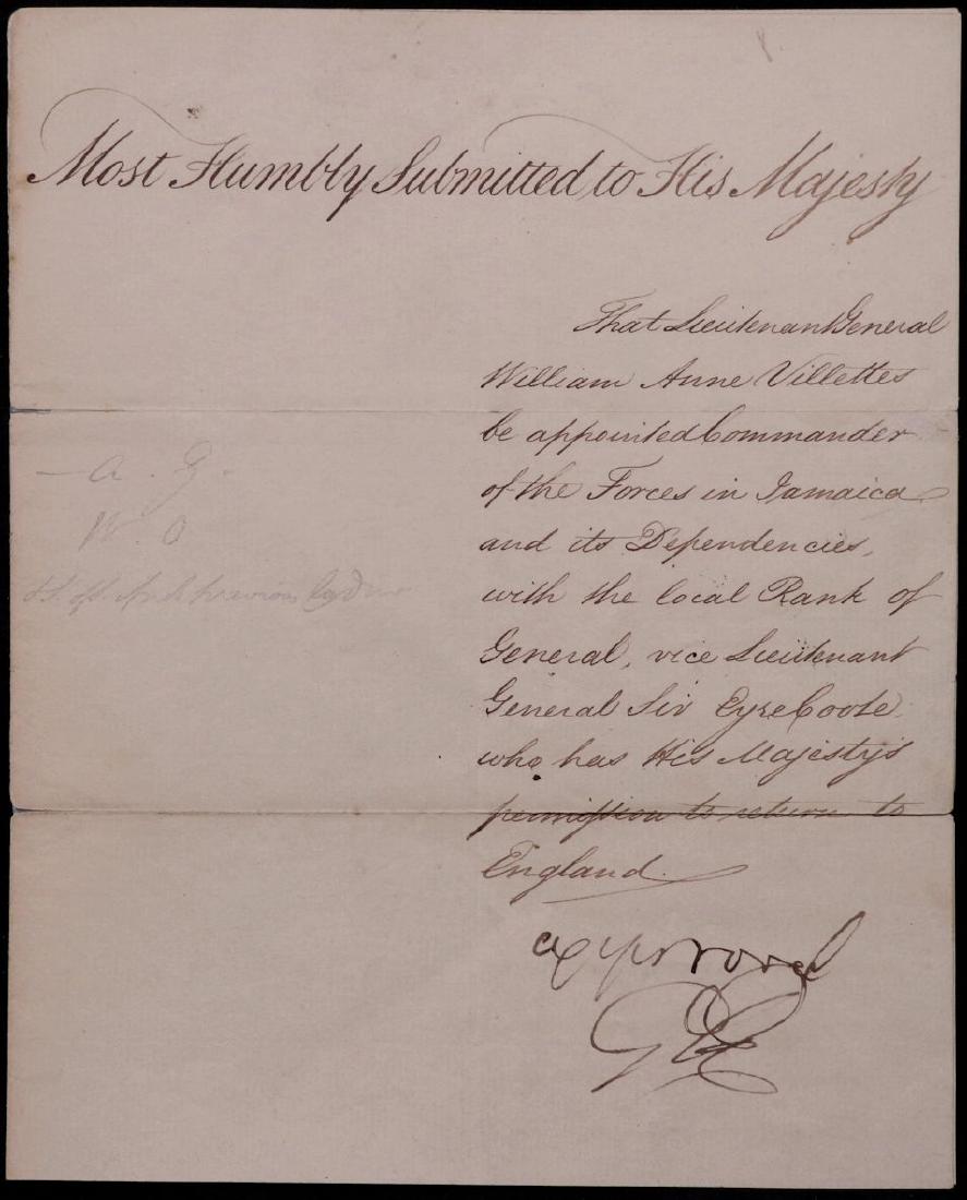 [King George III, Jamaica] Signed Appointment, 1807 (1 of 4)