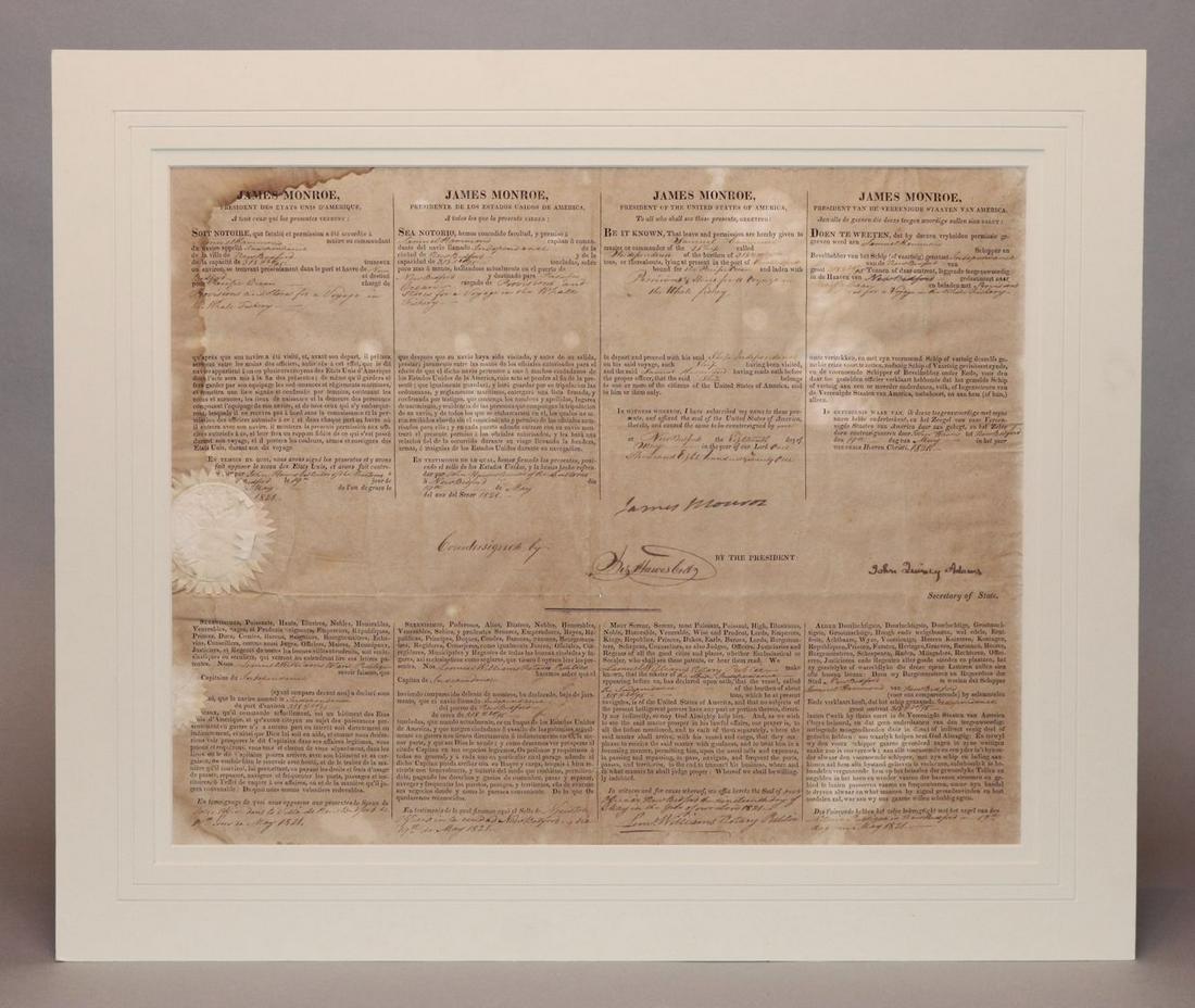 James Monroe & John Q. Adams, SIGNED DOC. (1 of 7)
