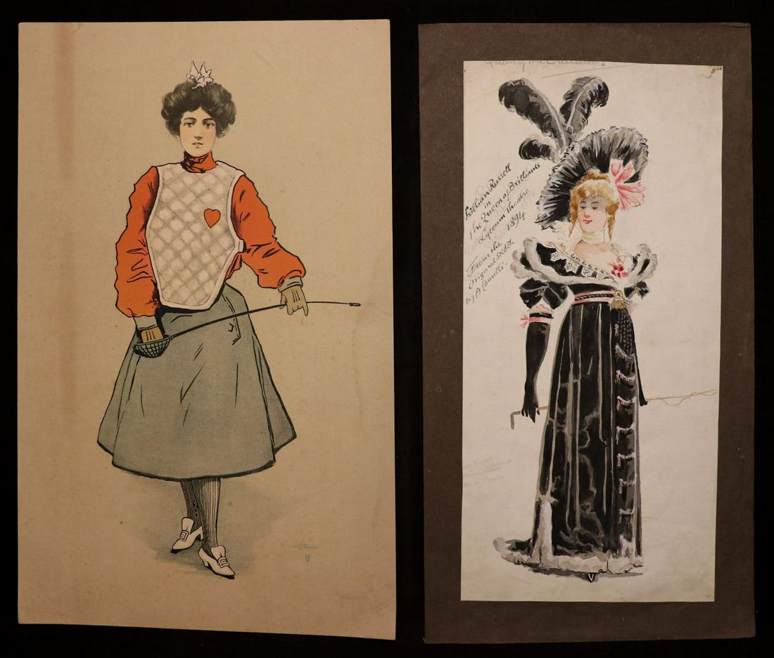 Costume Designs, Pair (Water-color & Lithograph) (1 of 3)