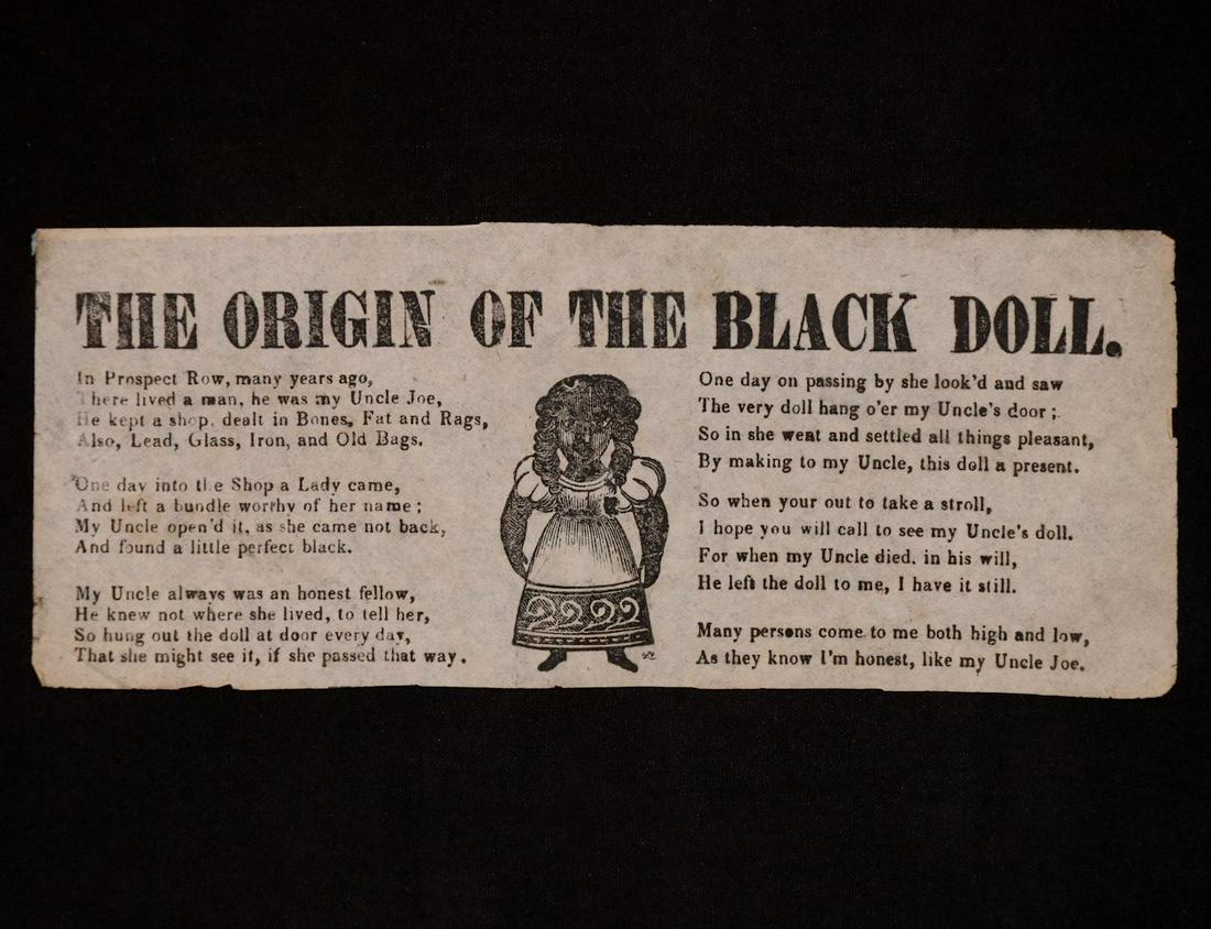 Broadside.  Origin of the Black Doll, 19th c. (1 of 2)