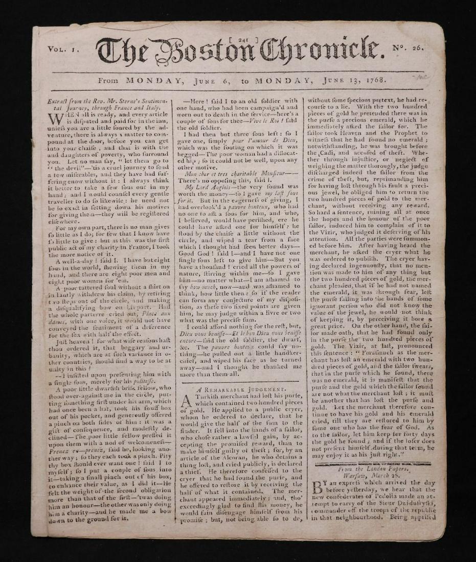 Pre-Revolutionary War, American Newspaper (1 of 5)