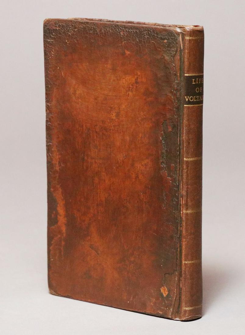 Voltaire's Memoirs, 1st Eng. Ed.: Voltaire. MEMOIRS OF THE LIFE OF VOLTAIRE. WRITTEN BY HIMSELF. London: for G. Robinson, 1784. 8vo. [4], ii, 225, [1] pp., with half-title. Bound in period calf, rebacked. 19th c. bookplate of Francis 