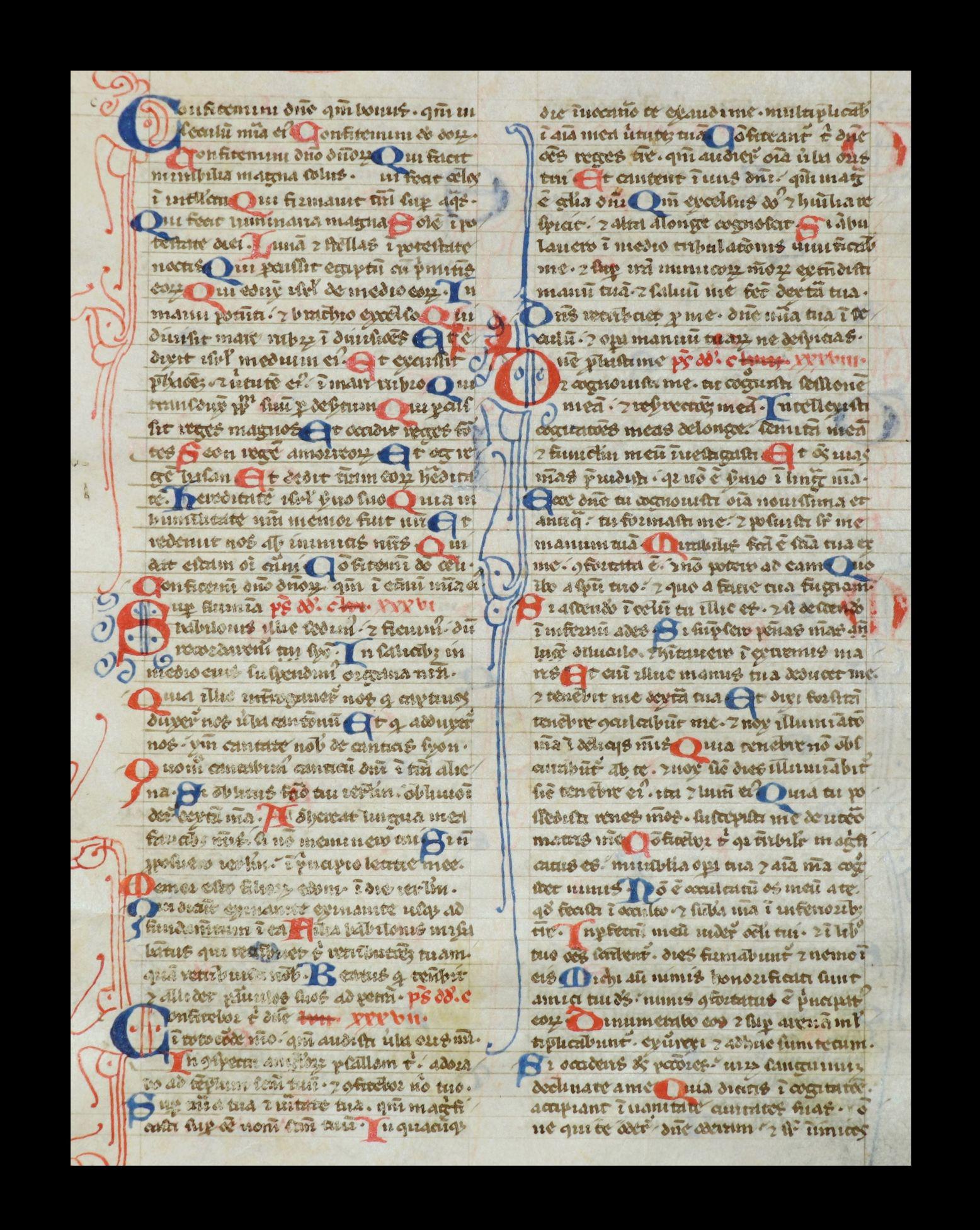Medieval MS Bible Leaf, Psalms (1 of 3)