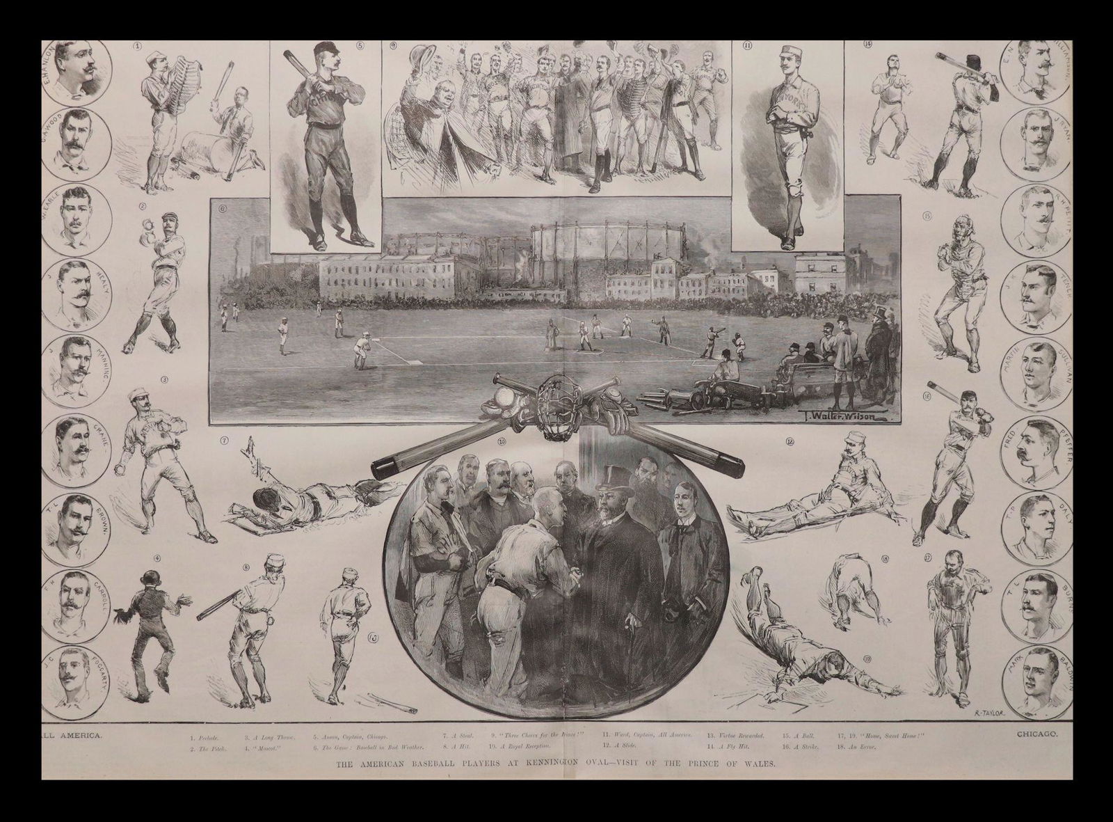 [Baseball]  Large 19th c. Woodcut Illustration (1 of 5)