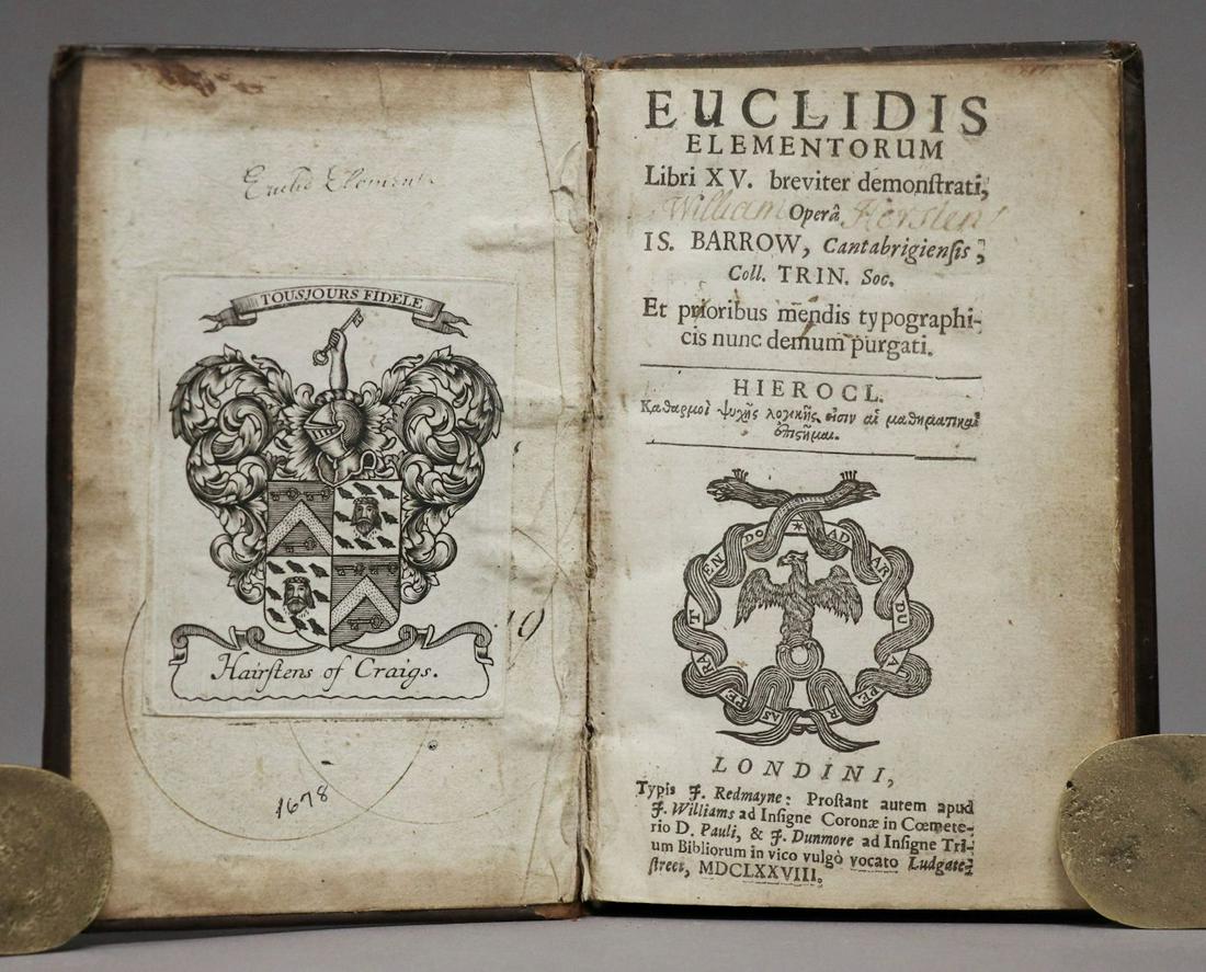 Euclid, Elementorum, 1678, Provenance (1 of 9)