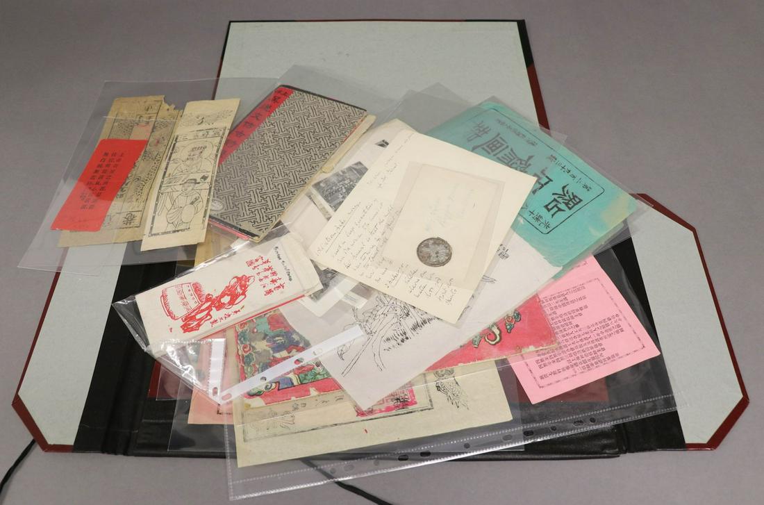 China, Missionary's Archive: Collection of ephemera from the collection of a missionary to China, Ningpo, circa 1900. Housed in large folder. Contains 10 leaves from a disbound book (each has been placed in sheet protector), 2 po