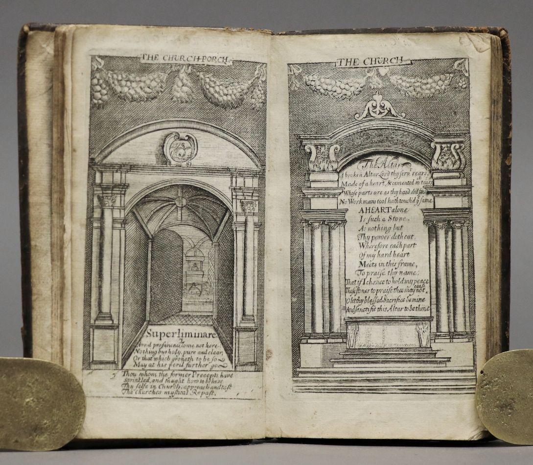 George Herbert's The Temple + 1 Other: Herbert, George. THE TEMPLE. SACRED POEMS AND PRIVATE EJACULATIONS. London: W. Godbid, 1674. ** Bound With ** Harvey, Christopher. THE SYNAGOGUE: OR THE SHADOW OF THE TEMPLE… . London: Robert Stephe