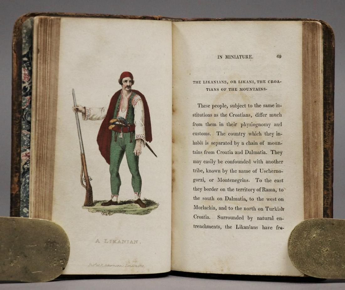 Color Plates, Illyria and Dalmatia: THE WORLD IN MINIATURE. ILLYRIA AND DALMATIA… VOL. II. London: Ackermann, n.d., [ca. 1821.] With 21 hand-colored plates. 5.25" x 3". Period calf, rebacked.
