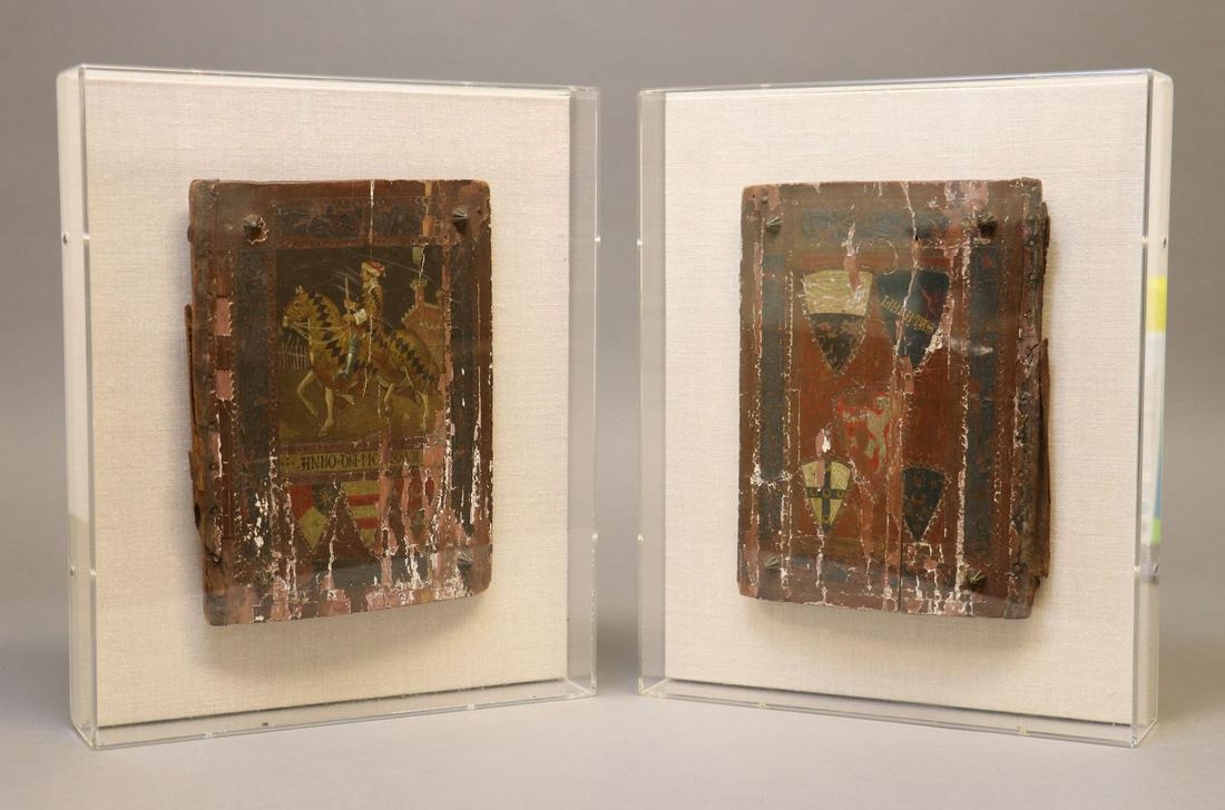 Pair of Early Painted Book Boards (1 of 9)