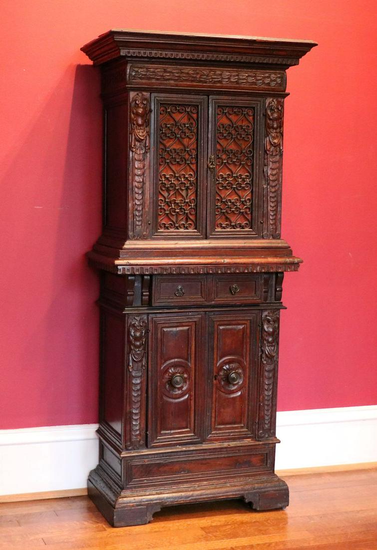 19th c. Elaborate Carved Walnut Icebox (1 of 9)
